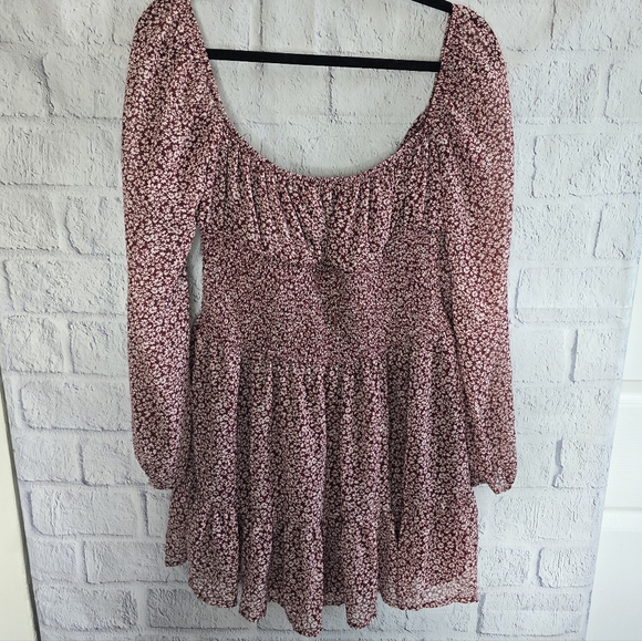 REVAMPED Red Floral Cottagecore Long Sleeve Mini Dress XL - Picture 3 of 13